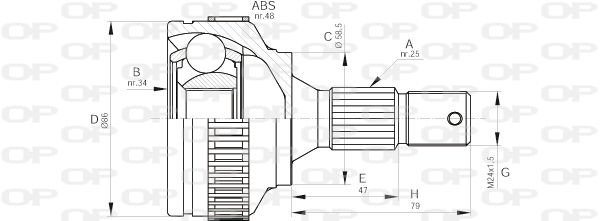 OPEN PARTS Nivelsarja, vetoakseli CVJ5593.10